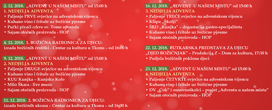 advent u nasem mistu program