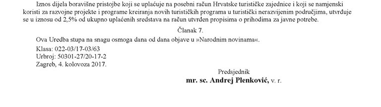 uredba boravisna pristojba za 2018 godinu 03